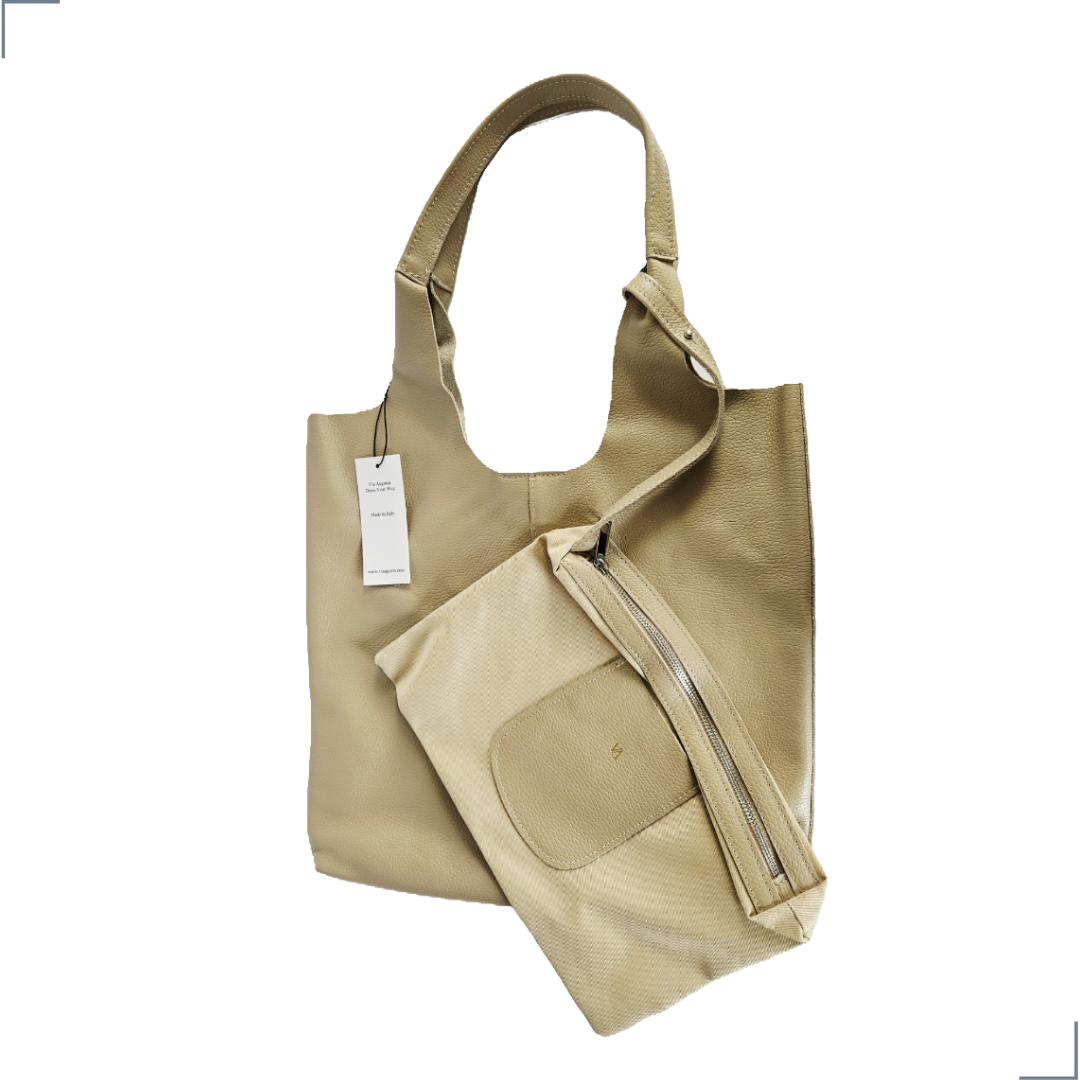 DAIRA Cuero Genuino Italiano - Taupe Chiaro Borse in Pelle