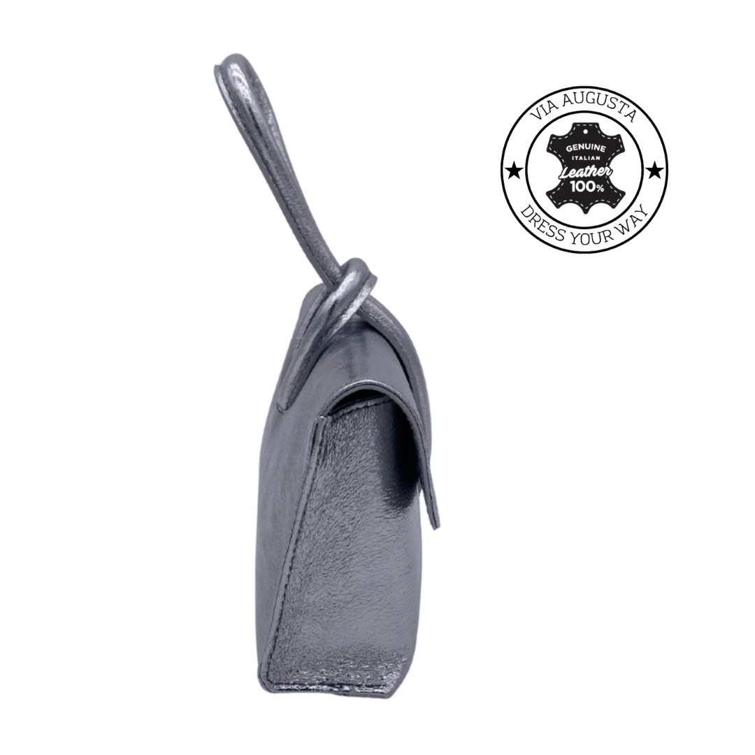 SYRENE Cuero Genuino Italiano - Argento Metallizzato Borse in Pelle
