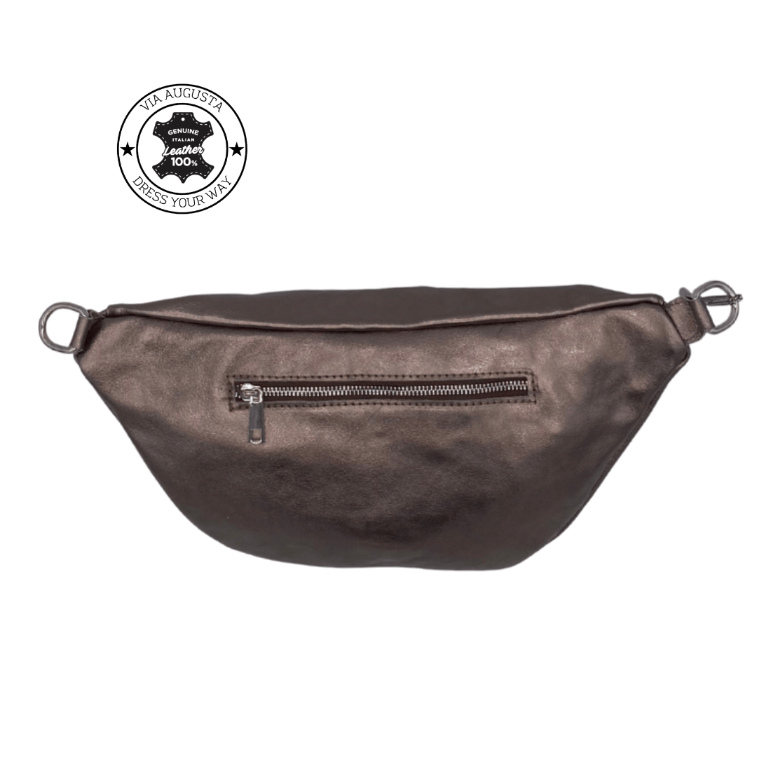 CYBELE Cuero Genuino Italiano - Oro Antico Metallizzato Borsa Marsupio in Pelle