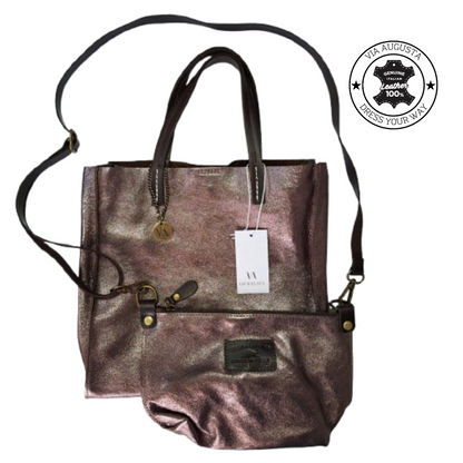 TEMPRA (S) Cuero Genuino Italiano - Terra Metallizzato, Borse in Pelle