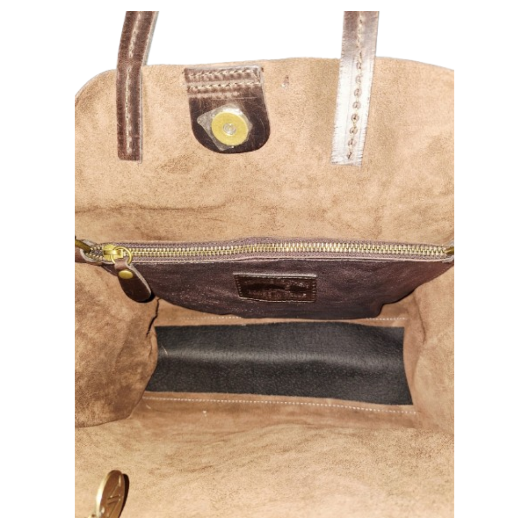 TEMPRA (S) Cuero Genuino Italiano - Terra Metallizzato, Borse in Pelle