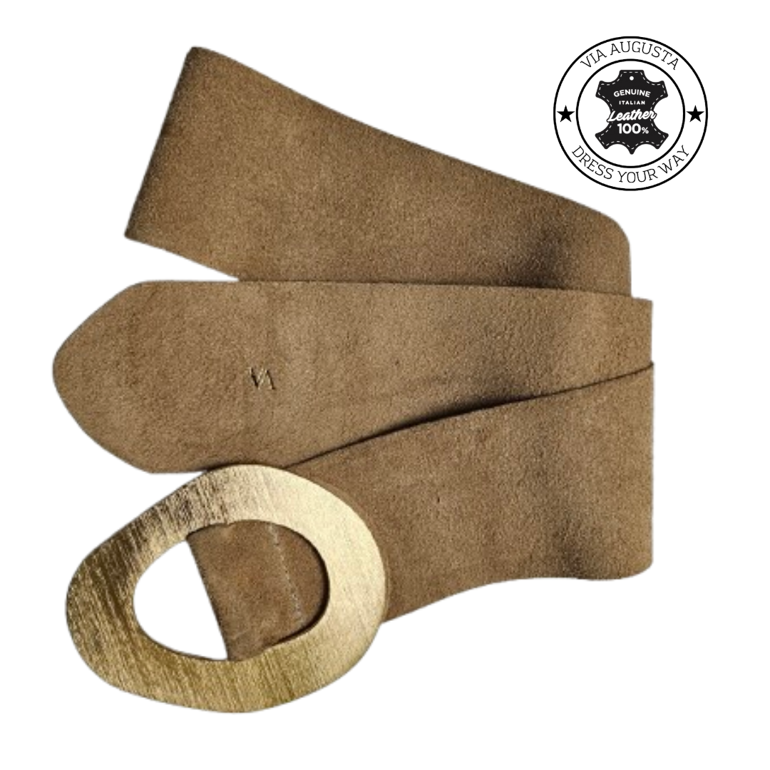AUREA Cuero Genuino Italiano - Taupe Chiaro, Cinghia in Pelle