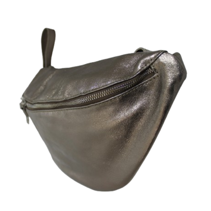 CYBELE Cuero Genuino Italiano - Oro Antico Metallizzato Borsa Marsupio in Pelle