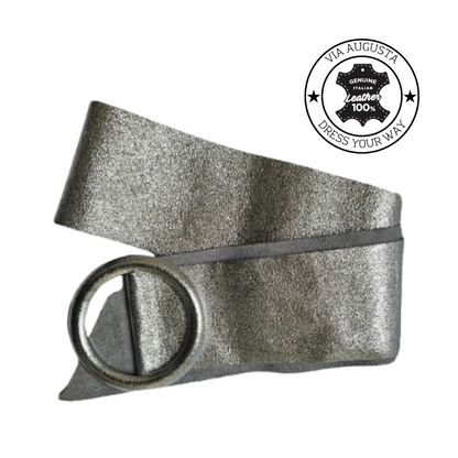 AMARYLIS Cuero Genuino Italiano - Argento Antico Metallizzato, Cinghia in Pelle