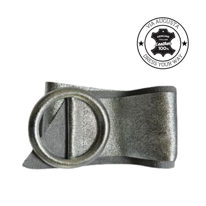 AMARYLIS Cuero Genuino Italiano - Argento Antico Metallizzato, Cinghia in Pelle