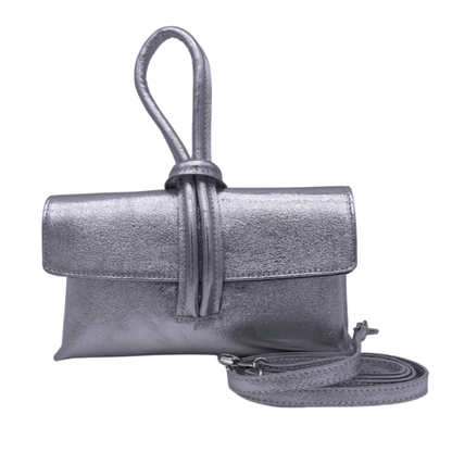 SYRENE Cuero Genuino Italiano - Argento Metallizzato Borse in Pelle
