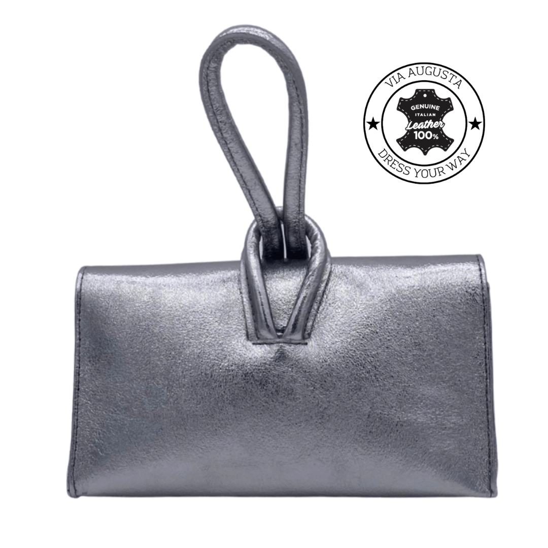 SYRENE Cuero Genuino Italiano - Argento Metallizzato Borse in Pelle